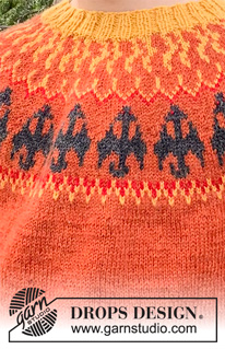 Dragon's Play / DROPS Children 37-11 - Strikket genser med drager og flammer til barn i DROPS Alpaca. Størrelse 3 – 12 år.