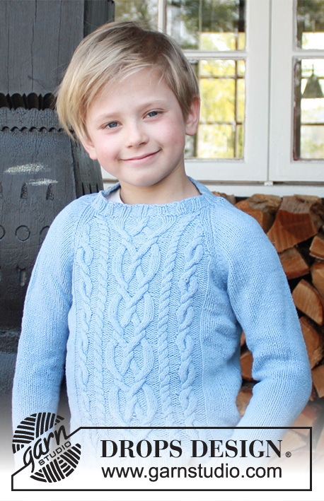 Maglione bambina/bambino in lana merino 100% età 0-4 anni modello by Drops Design.