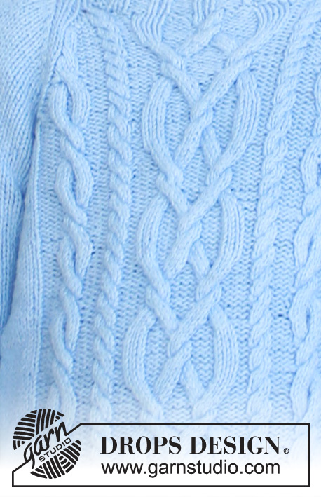 Winter Clouds / DROPS Children 37-12 - Strikket bluse til børn med raglan og snoninger i DROPS Karisma eller DROPS Lima. Størrelse 5-14 år.