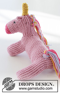Rainbow the Unicorn / DROPS Children 37-18 - Strikket enhjørning i retstrik i DROPS Merino Extra Fine. 
