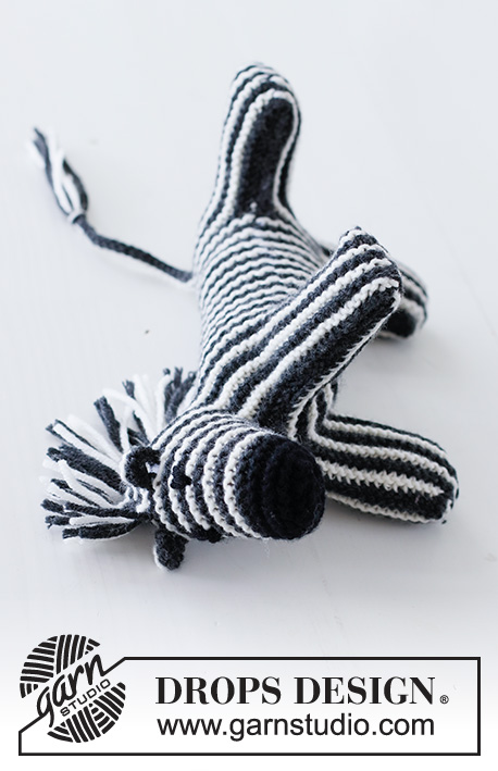 Oreo the Zebra / DROPS Children 37-19 - DROPS Merino Extra Fine lõngast kootud ripskoes mänguasi sebra