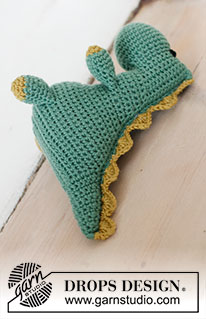 Bob the Dinosaur / DROPS Children 37-21 - Crocheted T-Rex dinosaur in DROPS Merino Extra Fine. The piece is worked from nose to tail with one seam. Theme: Soft toys.