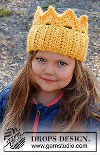 Queen Sofie / DROPS Children 37-26 - Virkad krona pannband till barn i DROPS Snow. Storlek 2 - 8 år. Tema: Halloween.