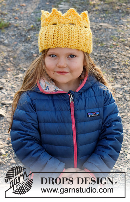 Queen Sofie / DROPS Children 37-26 - Virkad krona pannband till barn i DROPS Snow. Storlek 2 - 8 år. Tema: Halloween.