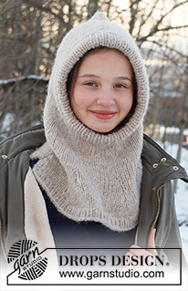 Warm Snuggles Kids / DROPS Children 37-27 - Knitted hat / balaclava for children in DROPS Karisma and DROPS Brushed Alpaca Silk. The piece is worked in stockinette stitch with ribbed edging. Sizes 12/18 months to 12 years.