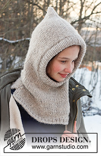 Warm Snuggles Kids / DROPS Children 37-27 - Knitted hat / balaclava for children in DROPS Karisma and DROPS Brushed Alpaca Silk. The piece is worked in stockinette stitch with ribbed edging. Sizes 12/18 months to 12 years.