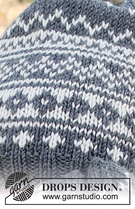 North Star Set / DROPS Children 37-3 - Strikket hue og vanter til børn i DROPS Merino Extra Fine. Hele sættet strikkes med nordisk mønster. Størrelse 2 – 12 år.