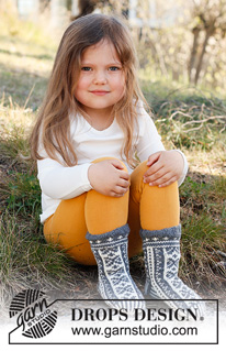 North Star Socks / DROPS Children 37-4 - Strikkede sokker til børn med nordisk mønster i DROPS Karisma. Størrelse 24 - 37.