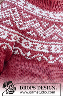 Lillesand Jumper / DROPS Children 37-5 - Maglione per bambini lavorato ai ferri in DROPS Karisma. Lavorato dall’alto in basso, con sprone rotondo e motivo nordico. Taglie: 2 – 12 anni.