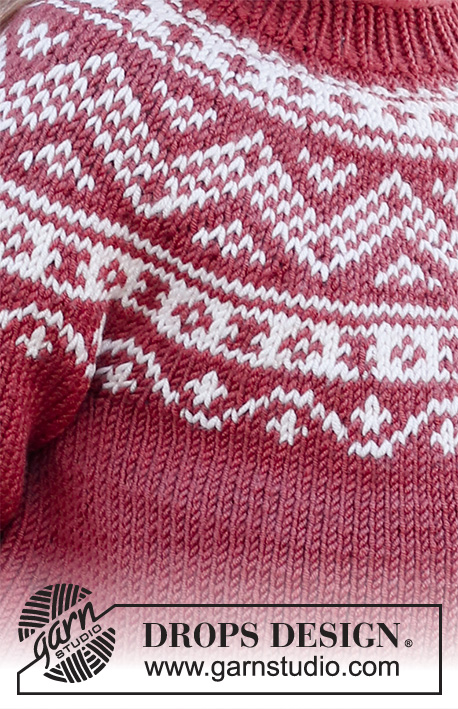 Lillesand Jumper / DROPS Children 37-5 - Maglione per bambini lavorato ai ferri in DROPS Karisma. Lavorato dall’alto in basso, con sprone rotondo e motivo nordico. Taglie: 2 – 12 anni.