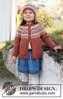 Lillesand / DROPS Children 37-6 - Chaqueta de punto para niños en DROPS Merino Extra Fine. La pieza está tejida de arriba para abajo, con canesú redondo y patrón de jacquard nórdico en el canesú. Tallas 2 – 12 años.