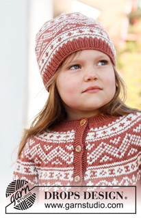 Lillesand Hat / DROPS Children 37-7 - DROPS Merino Extra Fine lõngast kootud põhjamaade mustriga laste müts 2 kuni 12 aastasele