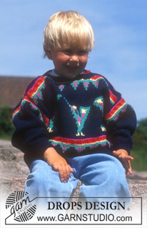 DROPS Children 4-8 - Sweater in Karisma with Mexican Bird design