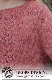 Butterfly in Fall / DROPS Children 40-21 - Gilet tricoté de haut en bas pour enfant en DROPS Sky, avec point ajouré et manches marteau. Du 3 au 14 ans.