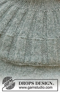 Mayan Woods / DROPS Children 40-24 - Pull enfant tricoté de haut en bas avec empiècement arrondi en côtes, en DROPS Sky. Du 3 au 14 ans.