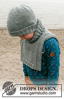 Little Trekker / DROPS Children 40-32 - Gorro y cuello de punto para niños en DROPS Big Merino. La pieza está tejida en punto jersey con orillas en resorte. Tallas 2 a 12 años.