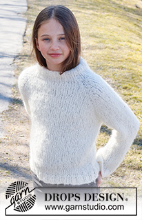 Autumn Glitz / DROPS Children 40-5 - Stickad tröja till barn i DROPS Melody. Arbetet stickas uppifrån och ner med raglan och dubbel halskant.
Storlek 2 – 12 år. 
