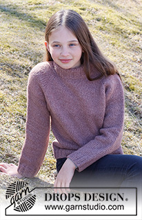 Lala Jumper / DROPS Children 40-6 - Prjónuð peysa fyrir börn úr DROPS Air. Stykkið er prjónað ofan frá og niður með laskalínu og tvöföldum kanti í hálsmáli. Stærð 2 – 12 ára.