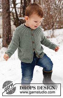 First Leaf Jacket / DROPS Children 41-10 - Strikket jakke til barn i DROPS BabyMerino. Arbeidet strikkes med vrangbord og raglan, ovenfra og ned. Størrelse 2 til 12 år.