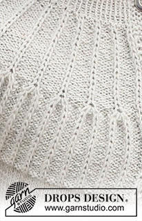 Hermine Jacket / DROPS Children 41-13 - Strikket jakke til barn i DROPS Alpaca. Arbeidet strikkes ovenfra og ned med rundfelling, strukturmønster og patentmasker på bærestykket. Størrelse 2 til 12 år.