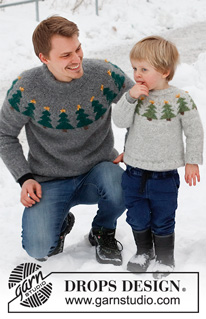 Merry Trees / DROPS Children 41-2 - Knitted sweater for children in DROPS Air. The sweater is worked top down with round yoke and Christmas tree pattern. Sizes 2 - 14 years. Theme: Christmas.