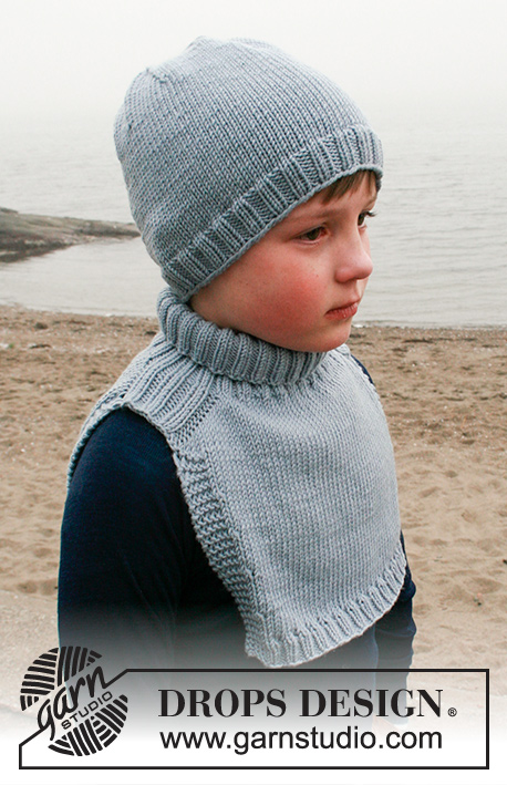 Mister Chill / DROPS Children 41-26 - Gebreide muts en halswarmer voor kinderen in DROPS Merino Extra Fine. Het werk wordt gebreid in tricotsteek met randen in boordsteek en meerderingen voor de zadelschouder. Maat 2 tot 12 jaar