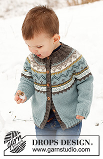 Edge of the Woods Jacket / DROPS Children 41-7 - Strikket jakke til børn i DROPS Merino Extra Fine. Arbejdet strikkes oppefra og ned med rundt bærestykke og nordisk mønster. Størrelse 2 - 12 år