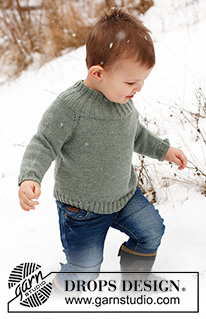 First Leaf / DROPS Children 41-9 - Stickad tröja till barn i DROPS BabyMerino. Arbetet stickas med resår och raglan, uppifrån och ner. Storlek 2 till 12 år.