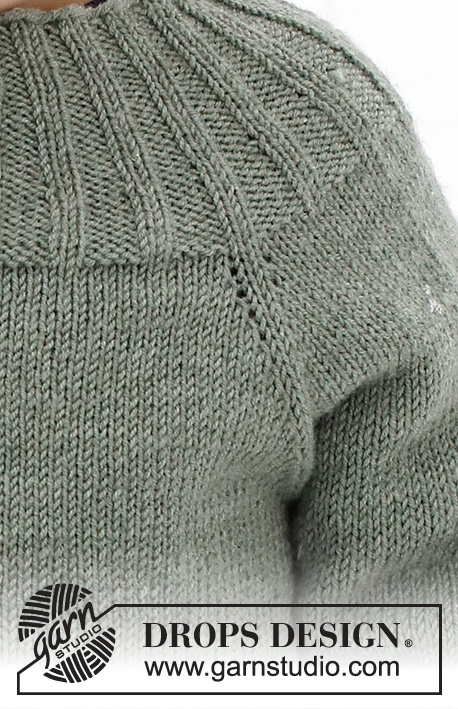 First Leaf / DROPS Children 41-9 - Stickad tröja till barn i DROPS BabyMerino. Arbetet stickas med resår och raglan, uppifrån och ner. Storlek 2 till 12 år.