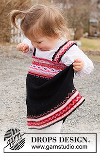 Hipp Hipp Hurra Dress / DROPS Children 44-1 - Strikket kjole / folkedragt til baby og børn i DROPS BabyMerino. Arbejdet strikkes oppefra og ned med nordisk mønster. Størrelse 6 mdr – 6 år.