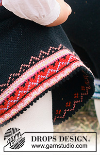 Hipp Hipp Hurra Dress / DROPS Children 44-1 - Strikket kjole / folkedragt til baby og børn i DROPS BabyMerino. Arbejdet strikkes oppefra og ned med nordisk mønster. Størrelse 6 mdr – 6 år.