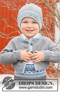Hipp Hipp Hurra Jacket / DROPS Children 44-3 - Stickad kort kofta till baby och barn med raglan i DROPS BabyMerino. Arbetet stickas uppifrån och ner med nordiskt mönster. Storlek 6 månader – 6 år.