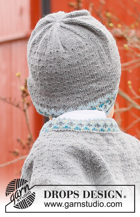 Hipp Hipp Hurra Hat / DROPS Children 44-5 - Stickad mössa till baby och barn i DROPS BabyMerino. Arbetet stickas nedifrån och upp med nordiskt mönster. Storlek 6 månader – 12 år.