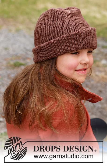 Cocoa Top / DROPS Children 44-8 - Strikket hue til børn i DROPS BabyMerino. Arbejdet strikkes i retstrik, nedefra og op.