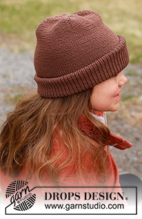 Cocoa Top / DROPS Children 44-8 - Strikket hue til børn i DROPS BabyMerino. Arbejdet strikkes i retstrik, nedefra og op.