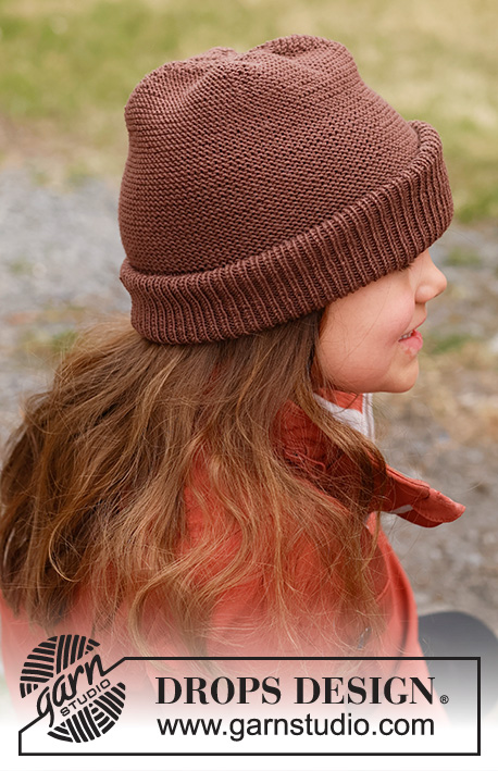 Cocoa Top / DROPS Children 44-8 - Strikket hue til børn i DROPS BabyMerino. Arbejdet strikkes i retstrik, nedefra og op.