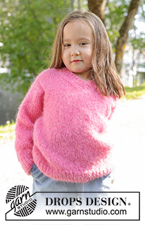 Sugarplum Fairy / DROPS Children 47-1 - Knitted jumper for children in DROPS Melody. The piece is worked from bottom up with stocking stitch and V-neck. Sizes 2 – 12 years.