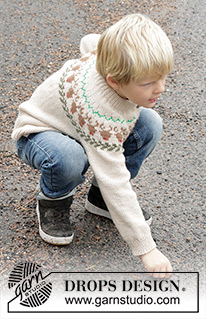 Reindeer Dance Cardigan / DROPS Children 47-17 - Knitted jacket for children in DROPS Daisy. The piece is worked top down with double neck, round yoke and multi-colored reindeer pattern. Sizes 2 – 14 years.