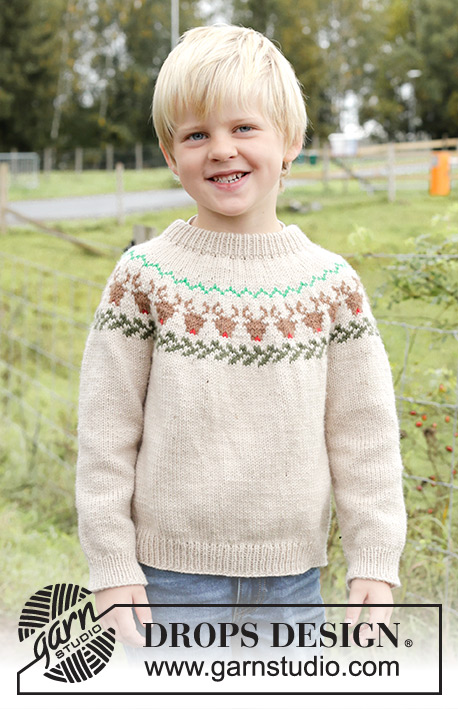 Reindeer Dance Sweater / DROPS Children 47-18 - Free knitting patterns ...