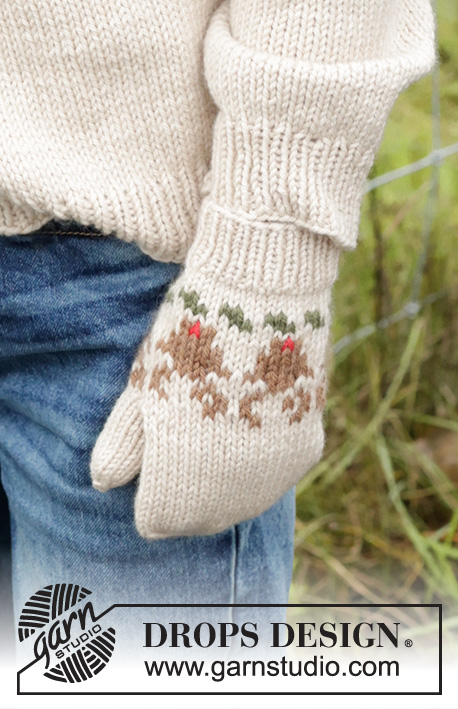 Reindeer Dance Mittens / DROPS Children 47-19 - Knitted mittens for children in DROPS Daisy. The piece is worked bottom up, with multi-coloured reindeer pattern. Sizes 2 – 14 years.