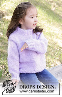 Smiling Lavender Sweater / DROPS Children 47-2 - Knitted sweater for children in DROPS Melody. The piece is worked from bottom up in stockinette stitch with double neck. Sizes 2 – 12 years.