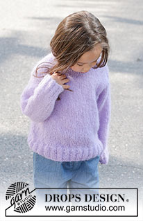Smiling Lavender Sweater / DROPS Children 47-2 - Knitted sweater for children in DROPS Melody. The piece is worked from bottom up in stockinette stitch with double neck. Sizes 2 – 12 years.