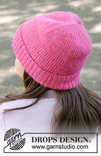Late Bud Hat / DROPS Children 47-24 - Knitted hat for children in DROPS Air. The piece is worked bottom up, with stocking stitch and a brim. Sizes 2 - 12 years.
