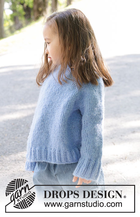 picnic Udelade Rundt om Little Cloud Blue Sweater / DROPS Children 47-4 - Gratis strikkeopskrifter  fra DROPS Design