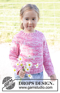 Strawberry Sprinkle / DROPS Children 48-5 - Knitted jumper for children in 2 strands DROPS Flora or 2 strands DROPS Alpaca. The piece is worked top down in stocking stitch with raglan. Sizes 2 – 12 years.