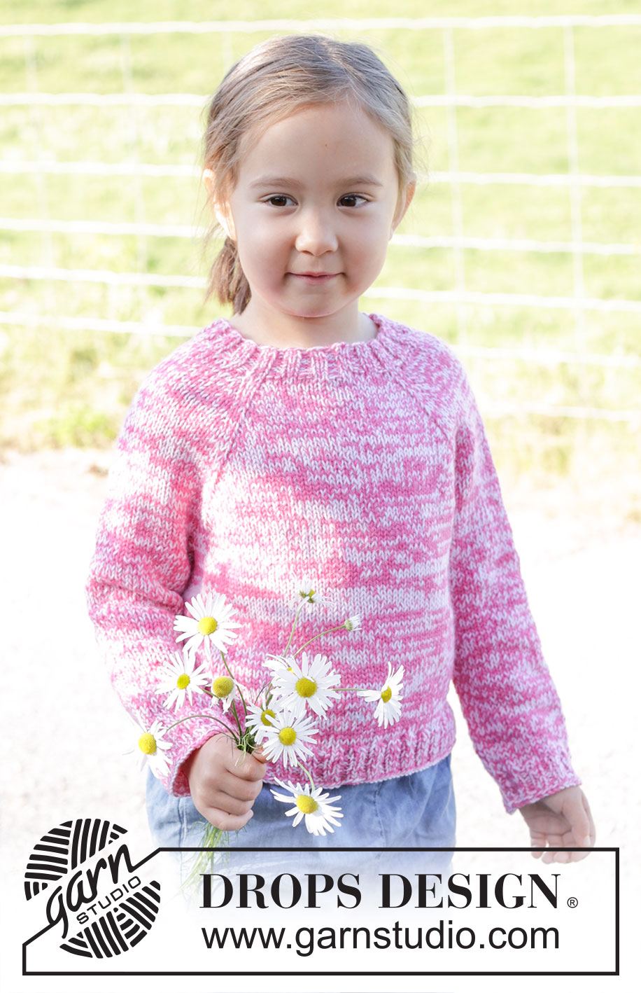 Strawberry Sprinkle / DROPS Children 48-5 - Knitted jumper for children in 2 strands DROPS Flora or 2 strands DROPS Alpaca. The piece is worked top down in stocking stitch with raglan. Sizes 2 – 12 years.