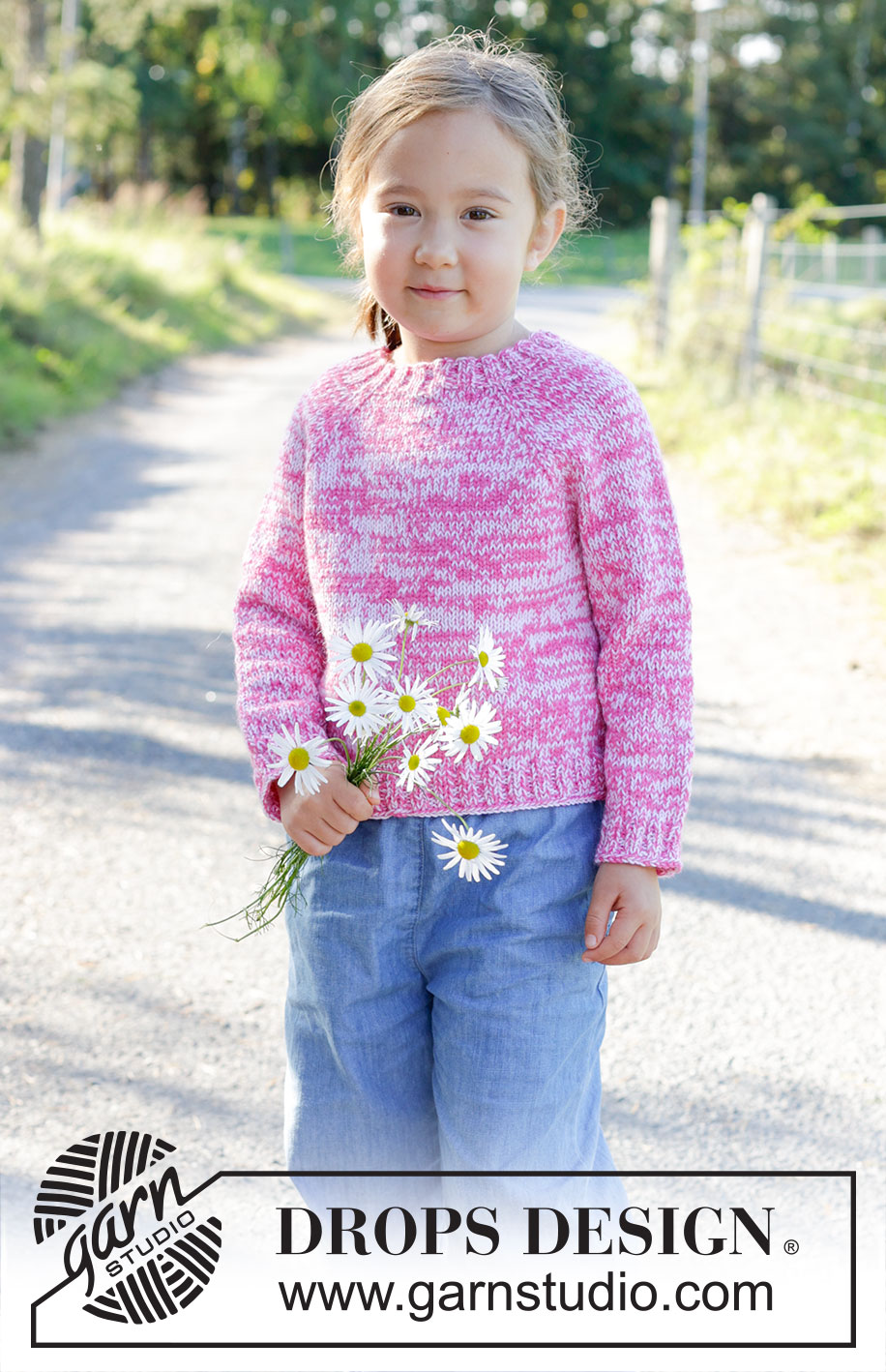 Strawberry Sprinkle / DROPS Children 48-5 - Knitted jumper for children in 2 strands DROPS Flora or 2 strands DROPS Alpaca. The piece is worked top down in stocking stitch with raglan. Sizes 2 – 12 years.