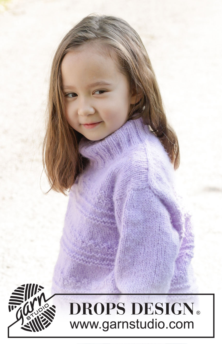 Little Lily Sweater / DROPS Children 48-8 - Strikket genser til barn i DROPS Air. Arbeidet strikkes ovenfra og ned med europeisk skulder / skrå skulder, relieffmønster og dobbel halskant. Størrelse 2 – 12 år.