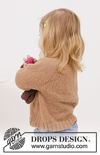 Cocoa Comfort / DROPS Children 49-12 - Dziecięcy sweter na drutach, przerabiany od góry do dołu, z włóczki DROPS Sky. Przerabiany dżersejem, z reglanowymi rękawami. Od 2 do 12 lat.