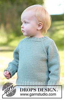 Sage Bud Sweater / DROPS Children 49-16 - Knitted jumper for children in DROPS Merino Extra Fine. The piece is worked top down in stocking stitch, with raglan. Sizes 2 - 14 years.